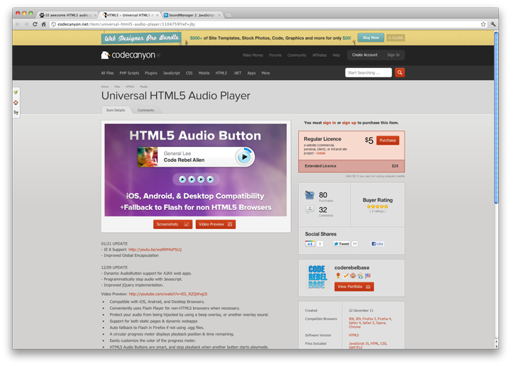 Universal HTML5 Audio Player