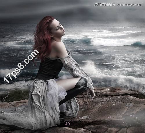 Photoshop合成被獨自拋在海邊孤獨的女人 三聯(lián)