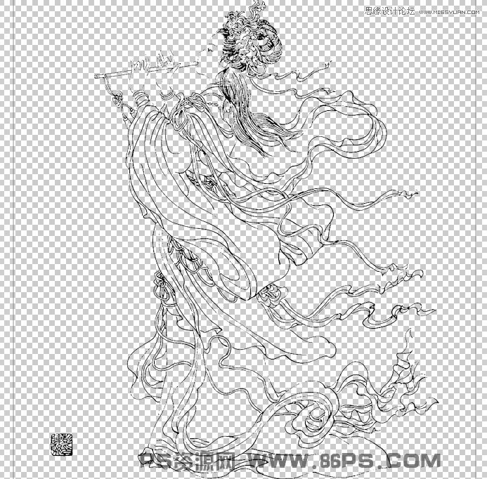 Photoshop使用去選區(qū)快速的摳出手繪線稿,PS教程