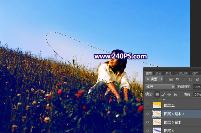 Photoshop照片處理草坡上的人物加上晨曦結果,PS教程,68ps聯(lián)盟