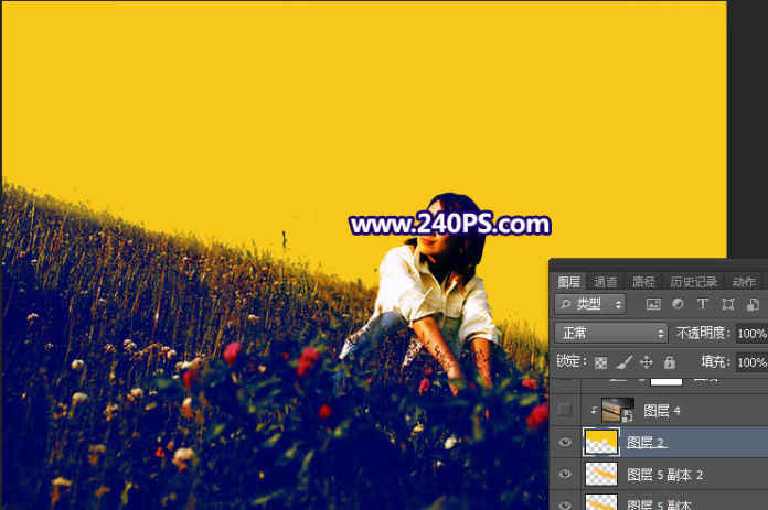 Photoshop照片處理草坡上的人物加上晨曦結果,PS教程,68ps聯(lián)盟
