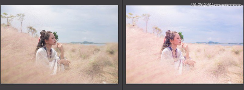 Photoshop調出草叢中的美女夢幻紫紅色,破洛洛